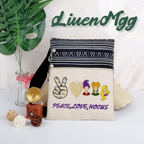 Witch Sisters Crossbody Bag Ethnic Pattern Adjustable Strap Small Zipper - Picture 5 of 7